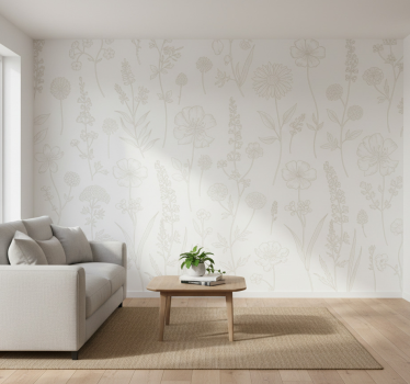 Living room wallpaper botanical sketch trail - TenStickers