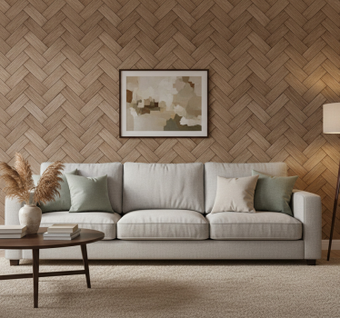 Living room wallpaper braided wood design - TenStickers