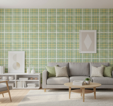 Living room wallpaper checkered pattern design - TenStickers