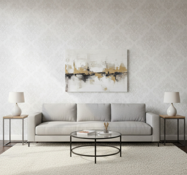 Living room wallpaper classic white damask - TenStickers
