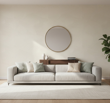 Living room wallpaper cream wavy embossed design - TenStickers