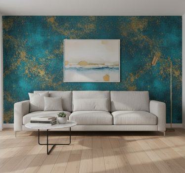 Living room wallpaper distressed teal speckle - TenStickers