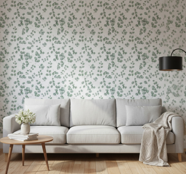 Living room wallpaper eucalyptus leaf design - TenStickers