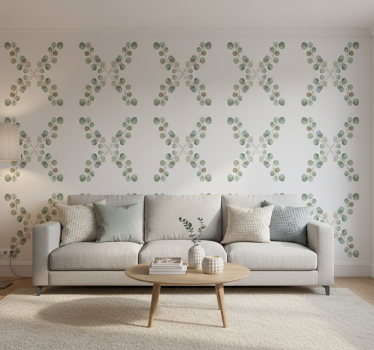 Living room wallpaper eucalyptus watercolor sprig - TenStickers