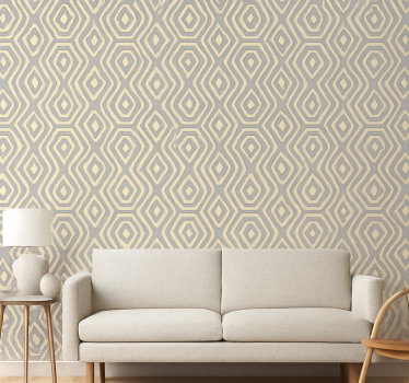 Living room wallpaper geometric blue gold - TenStickers