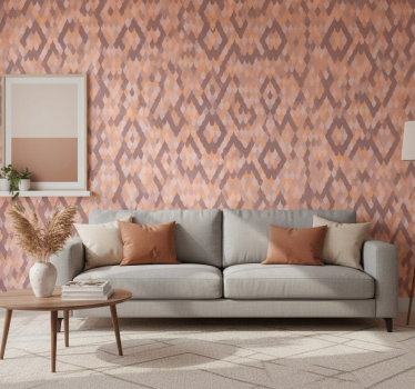 Living room wallpaper geometric diamond patterns - TenStickers