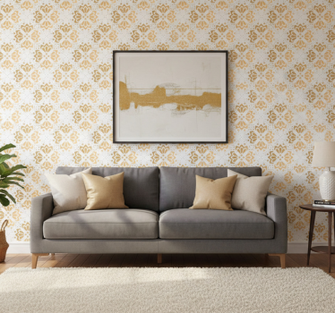 Living room wallpaper golden mandalas - TenStickers