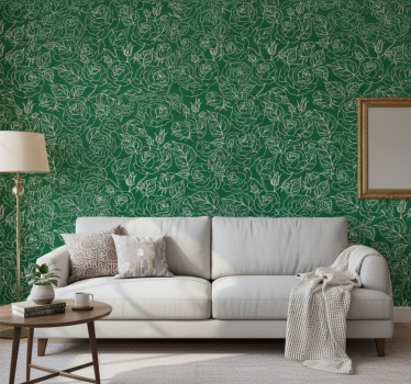Living room wallpaper graceful botanical arrangement - TenStickers