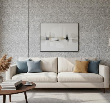 Living room wallpaper gray tones natural fiber look - TenStickers