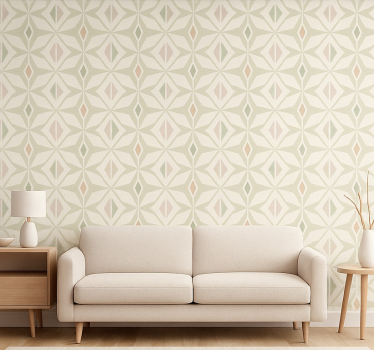 Living room wallpaper in colorful geometric design - TenStickers