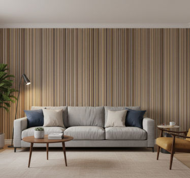 Living room wallpaper in dark stripes - TenStickers