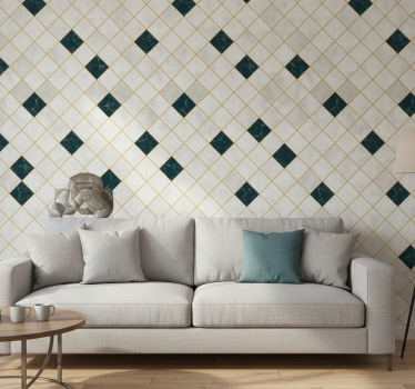 Living room wallpaper in grey tones of cement tiles - TenStickers