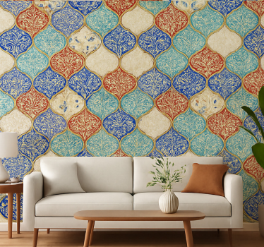 Living room wallpaper in vibrant moroccan design - TenStickers