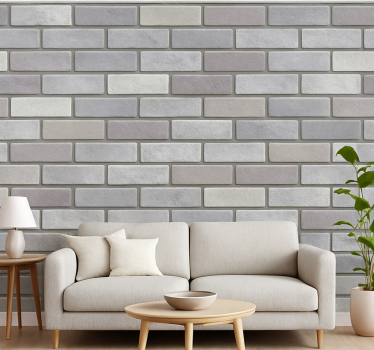 Living room wallpaper light grey bricks - TenStickers