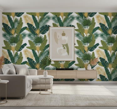 Living room wallpaper luxury palm leaves - TenStickers