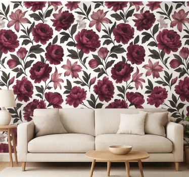 Living room wallpaper moody dutch floral design - TenStickers