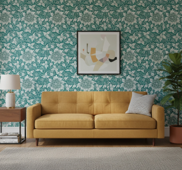 Living room wallpaper old fashioned floral design - TenStickers