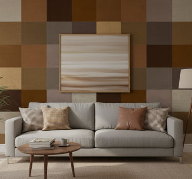 Living room wallpaper patchwork design surface - TenStickers