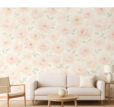 Living room wallpaper pink peony vintage - TenStickers