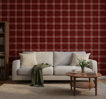 Living room wallpaper plaid pattern design - TenStickers