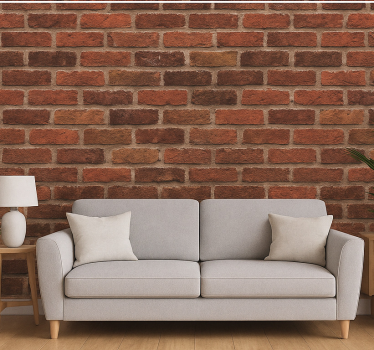 Living room wallpaper red brick effect - TenStickers