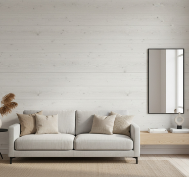 Living room wallpaper rustic white wood - TenStickers