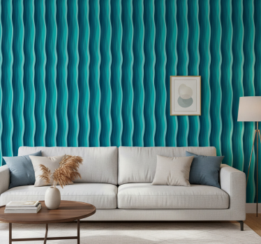 Living room wallpaper serene blue waves - TenStickers