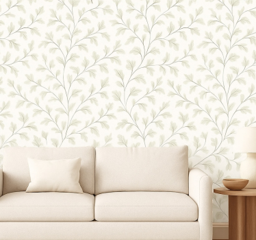 Living room wallpaper subtle leaf design - TenStickers