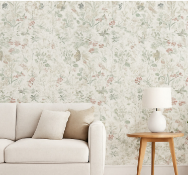 Living room wallpaper summer meadow path - TenStickers