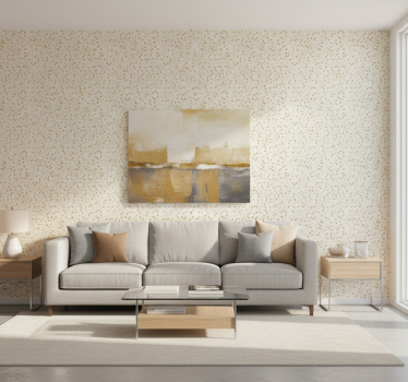 Living room wallpaper sunburst geometry design - TenStickers