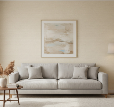 Living room wallpaper thin jute beige design - TenStickers