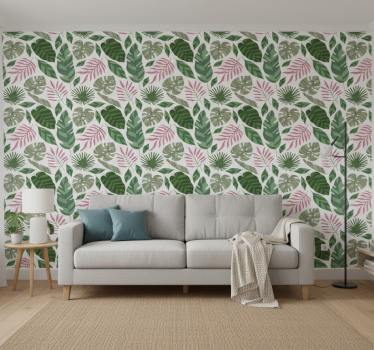 Living room wallpaper tropical greenery design - TenStickers