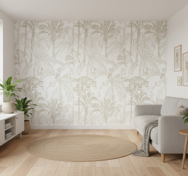 Living room wallpaper tropical toile design - TenStickers