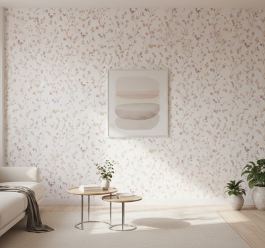 Living room wallpaper watercolor meadow sprig - TenStickers