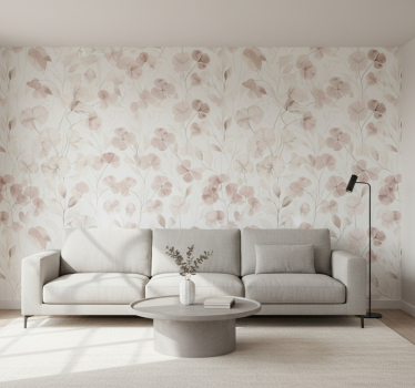 Living room wallpaper watercolor pressed petal - TenStickers