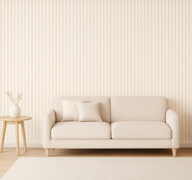 Living room wallpaper white beige thin stripes - TenStickers