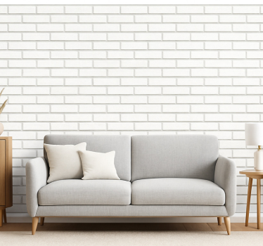 Living room wallpaper white brick design - TenStickers