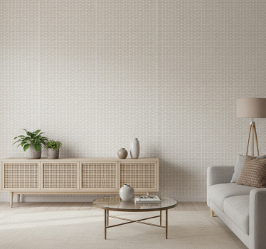 Living room wallpaper white rattan effect - TenStickers