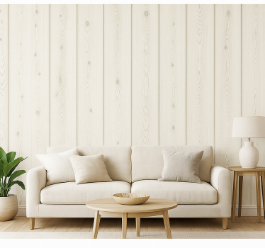 Living room wallpaper whitewashed wood design - TenStickers