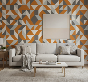 Living room wallpaper with angled triangle pattern - TenStickers