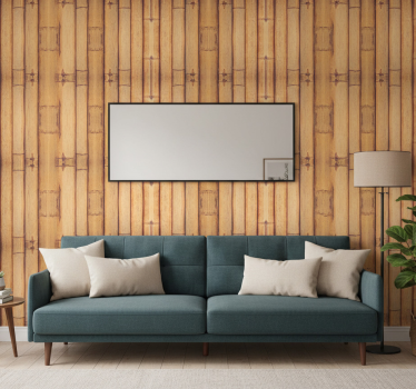 Living room wallpaper with bamboo wood texture effect - TenStickers