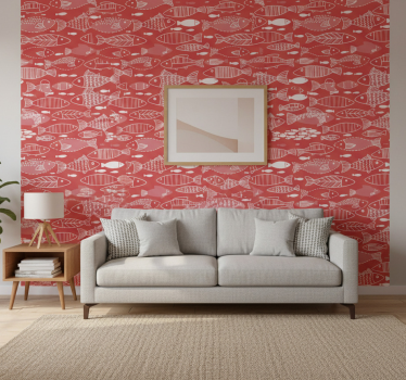 Living room wallpaper with many fish underwater - TenStickers