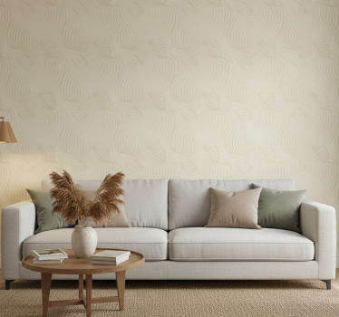 Living room wallpaper with subtle wave patterns - TenStickers
