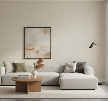 Living room wallpaper with textured leaf design - TenStickers