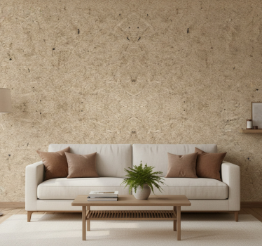 Living room wallpaper with wood corkboard effect - TenStickers