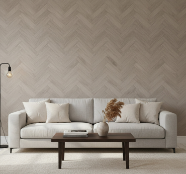 Living room wallpaper woodward taupe herringbone - TenStickers