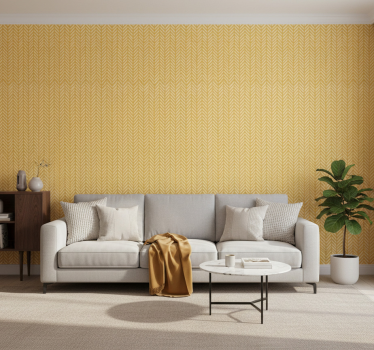 Living room wallpaper yellow chevron herringbone - TenStickers