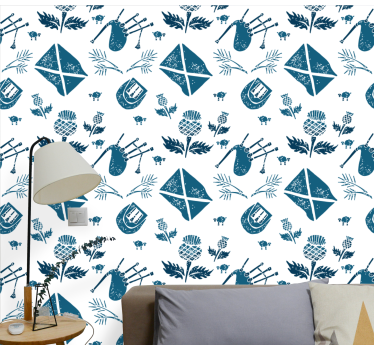 Living room wallpaper with medieval designs - TenStickers