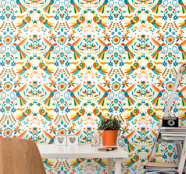 Mexican flower animals floral wallpaper - TenStickers