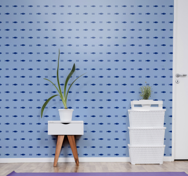 Minimal fish pattern Dining Room Wallpaper - TenStickers